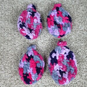 Handmade Reusable Crochet Water Balloons Set of 4 Pink Purple Multi Color